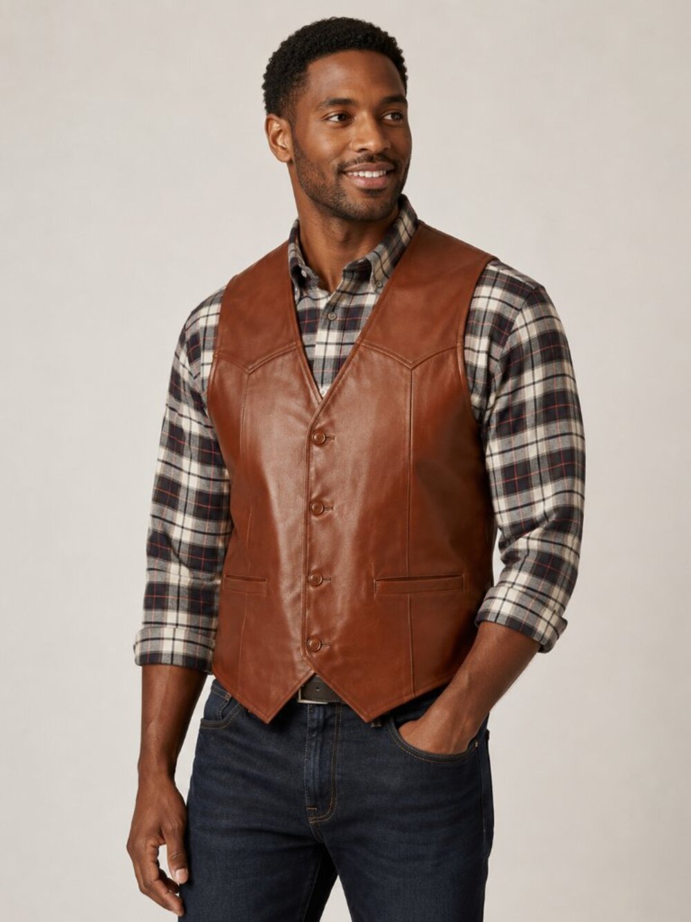Silton Men’s Brown Motorcycle Leather Rodeo Cowboy Vest 42 Vintage 1980s Lined